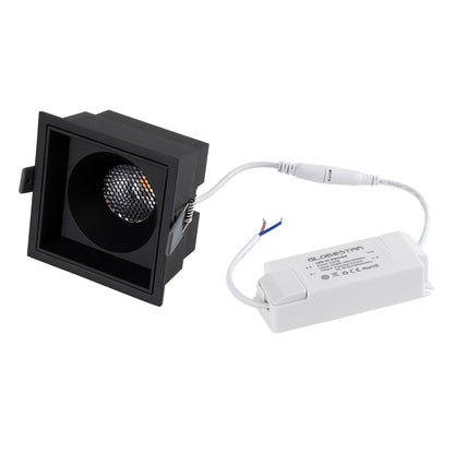 PLUTO-B 60281 Χωνευτό LED Spot Downlight TrimLess Μ10.4xΠ10.4cm 15W 1875lm 38° AC 220-240V IP20 Μ10.4 x Π10.4 x Υ6.5cm - Τετράγωνο - Μαύρο & Anti-Glare HoneyComb - Θερμό Λευκό 2700K - Bridgelux COB