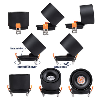 OMEGA-R 60297 Χωνευτό LED Spot Downlight TrimLess Φ10cm 12W 1500lm 36° AC 220-240V IP20 Φ10 x Υ8.2cm - Στρόγγυλο - Μαύρο - Θερμό Λευκό 2700K - Bridgelux COB