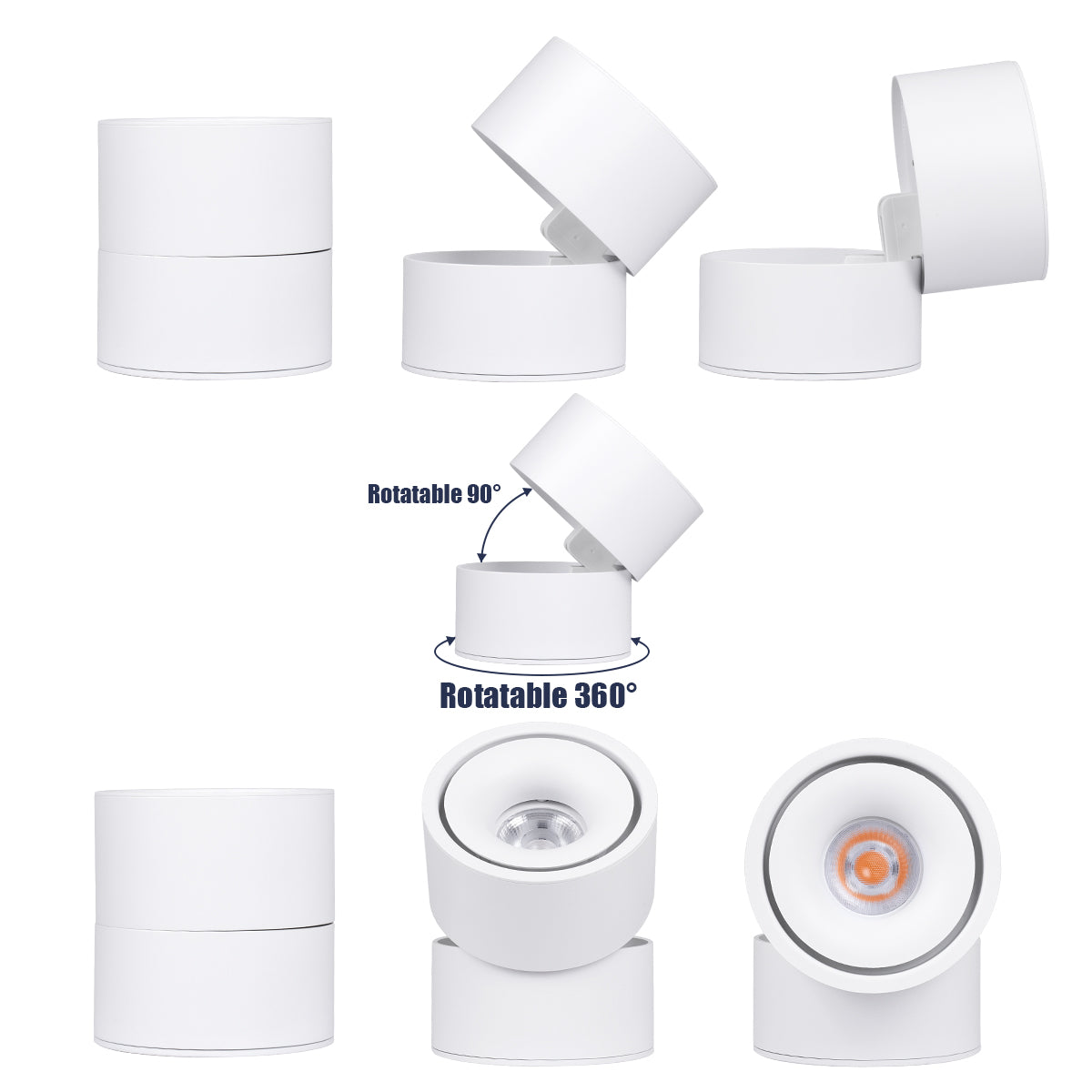 OMEGA-S 60299 Επιφανειακό LED Spot Downlight Φ10cm 12W 1500lm 36° AC 220-240V IP20 Φ10 x Υ10.5cm - Στρόγγυλο - Λευκό - Θερμό Λευκό 2700K - Bridgelux COB