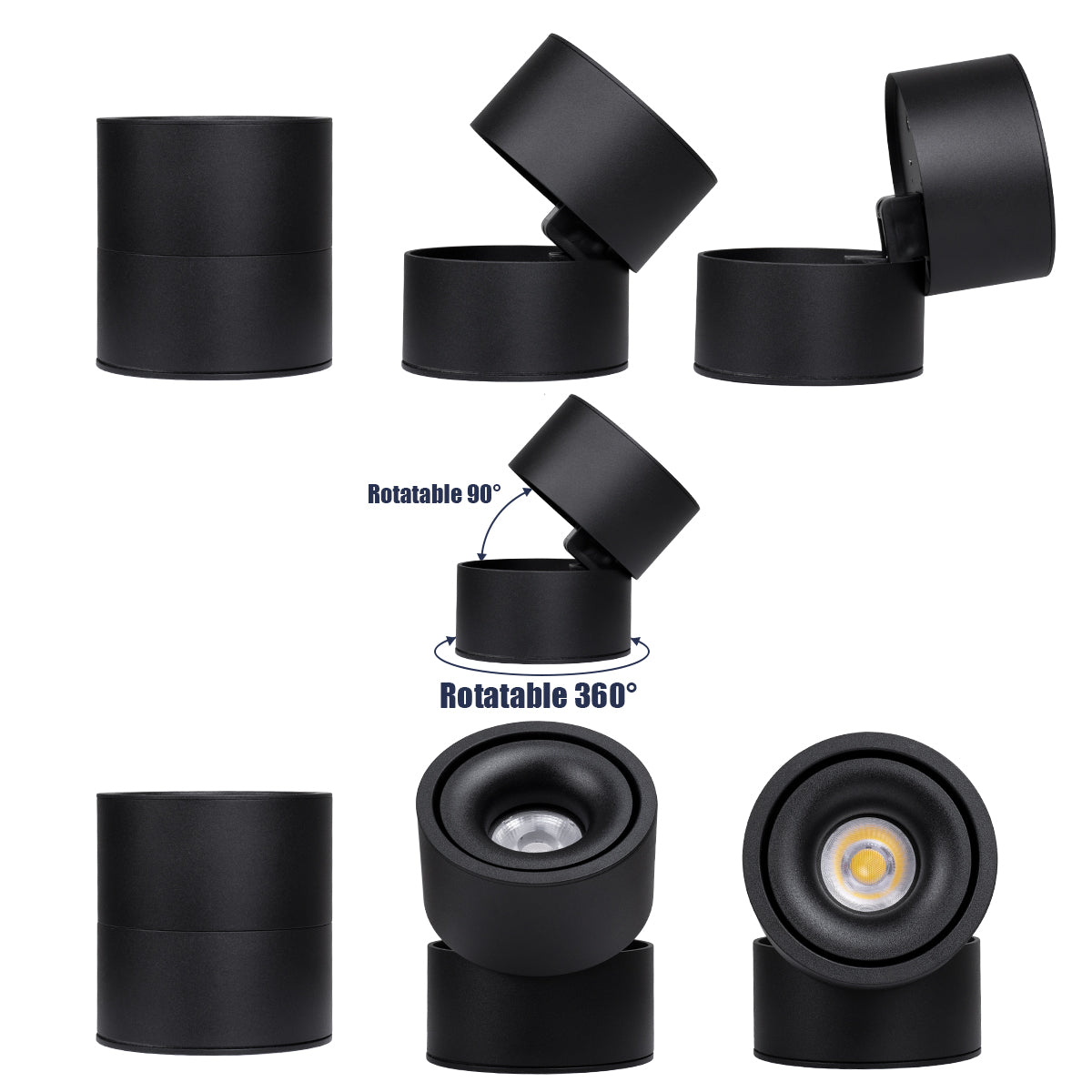 OMEGA-S 60300 Επιφανειακό LED Spot Downlight Φ10cm 12W 1560lm 36° AC 220-240V IP20 Φ10 x Υ10.5cm - Στρόγγυλο - Μαύρο - Φυσικό Λευκό 4500K - Bridgelux COB