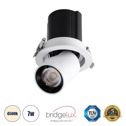 VIRGO-S 60302 Χωνευτό LED Spot Downlight TrimLess Φ9cm 7W 910lm 36° AC 220-240V IP20 Φ9cm x Υ9cm - Στρόγγυλο - Λευκό με Μαύρο Κάτοπτρο - Φυσικό Λευκό 4500K - Bridgelux COB