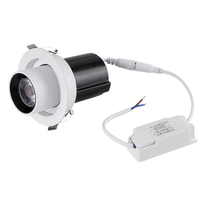 VIRGO-S 60302 Χωνευτό LED Spot Downlight TrimLess Φ9cm 7W 910lm 36° AC 220-240V IP20 Φ9cm x Υ9cm - Στρόγγυλο - Λευκό με Μαύρο Κάτοπτρο - Φυσικό Λευκό 4500K - Bridgelux COB