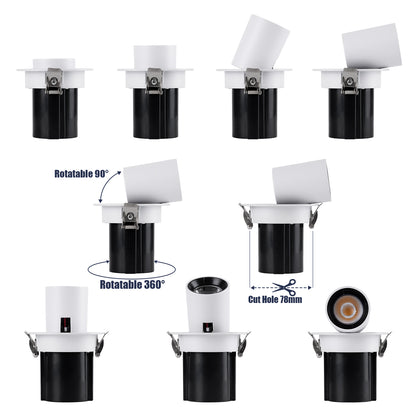 VIRGO-S 60303 Χωνευτό LED Spot Downlight TrimLess Φ9cm 7W 875lm 36° AC 220-240V IP20 Φ9cm x Υ9cm - Στρόγγυλο - Λευκό με Μαύρο Κάτοπτρο - Θερμό Λευκό 2700K - Bridgelux COB