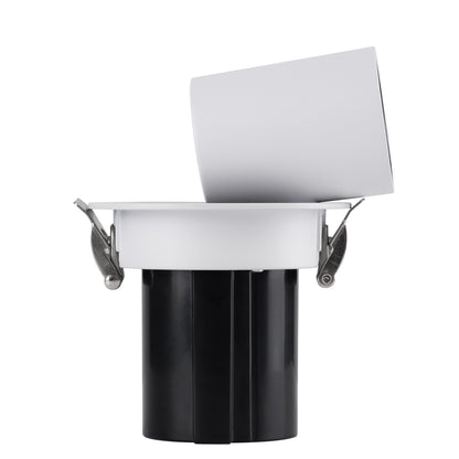 VIRGO-S 60303 Χωνευτό LED Spot Downlight TrimLess Φ9cm 7W 875lm 36° AC 220-240V IP20 Φ9cm x Υ9cm - Στρόγγυλο - Λευκό με Μαύρο Κάτοπτρο - Θερμό Λευκό 2700K - Bridgelux COB