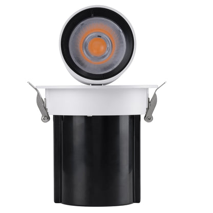 VIRGO-M 60307 Χωνευτό LED Spot Downlight TrimLess Φ11cm 12W 1500lm 36° AC 220-240V IP20 Φ11cm x Υ11.5cm - Στρόγγυλο - Λευκό με Μαύρο Κάτοπτρο - Θερμό Λευκό 2700K - Bridgelux COB