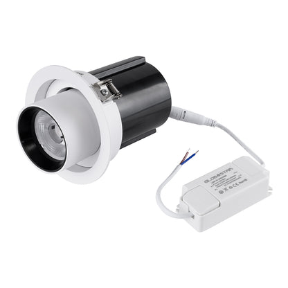 VIRGO-M 60307 Χωνευτό LED Spot Downlight TrimLess Φ11cm 12W 1500lm 36° AC 220-240V IP20 Φ11cm x Υ11.5cm - Στρόγγυλο - Λευκό με Μαύρο Κάτοπτρο - Θερμό Λευκό 2700K - Bridgelux COB