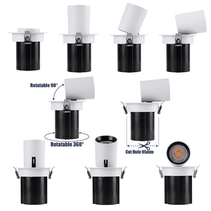 VIRGO-M 60307 Χωνευτό LED Spot Downlight TrimLess Φ11cm 12W 1500lm 36° AC 220-240V IP20 Φ11cm x Υ11.5cm - Στρόγγυλο - Λευκό με Μαύρο Κάτοπτρο - Θερμό Λευκό 2700K - Bridgelux COB