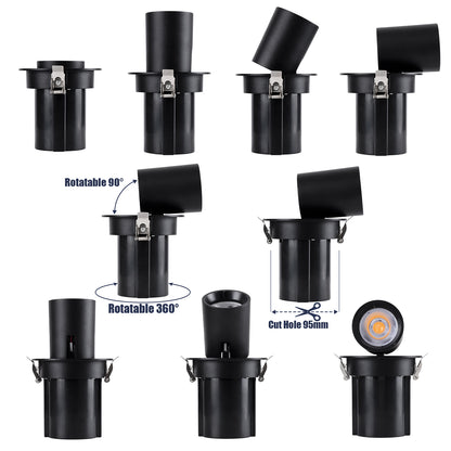 VIRGO-M 60308 Χωνευτό LED Spot Downlight TrimLess Φ11cm 12W 1560lm 36° AC 220-240V IP20 Φ11cm x Υ11.5cm - Στρόγγυλο - Μαύρο - Φυσικό Λευκό 4500K - Bridgelux COB