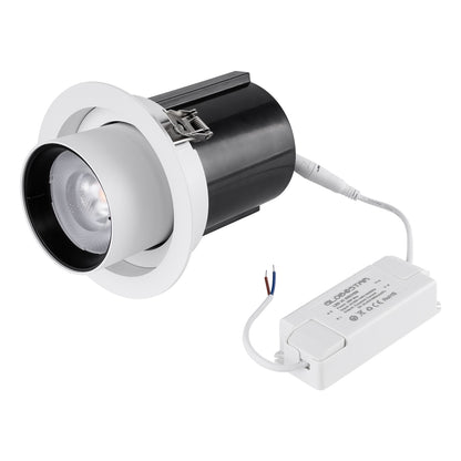 VIRGO-B 60310 Χωνευτό LED Spot Downlight TrimLess Φ13.5cm 20W 2600lm 36° AC 220-240V IP20 Φ13.5cm x Υ14cm - Στρόγγυλο - Λευκό με Μαύρο Κάτοπτρο - Φυσικό Λευκό 4500K - Bridgelux COB