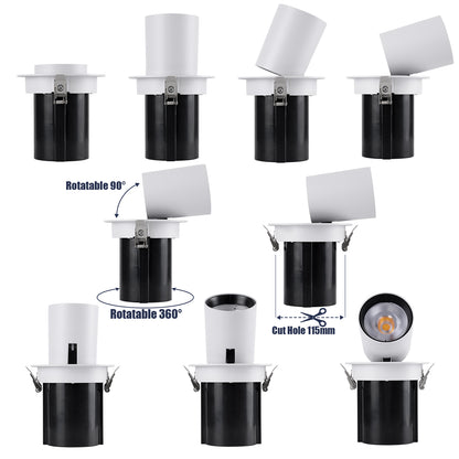 VIRGO-B 60310 Χωνευτό LED Spot Downlight TrimLess Φ13.5cm 20W 2600lm 36° AC 220-240V IP20 Φ13.5cm x Υ14cm - Στρόγγυλο - Λευκό με Μαύρο Κάτοπτρο - Φυσικό Λευκό 4500K - Bridgelux COB