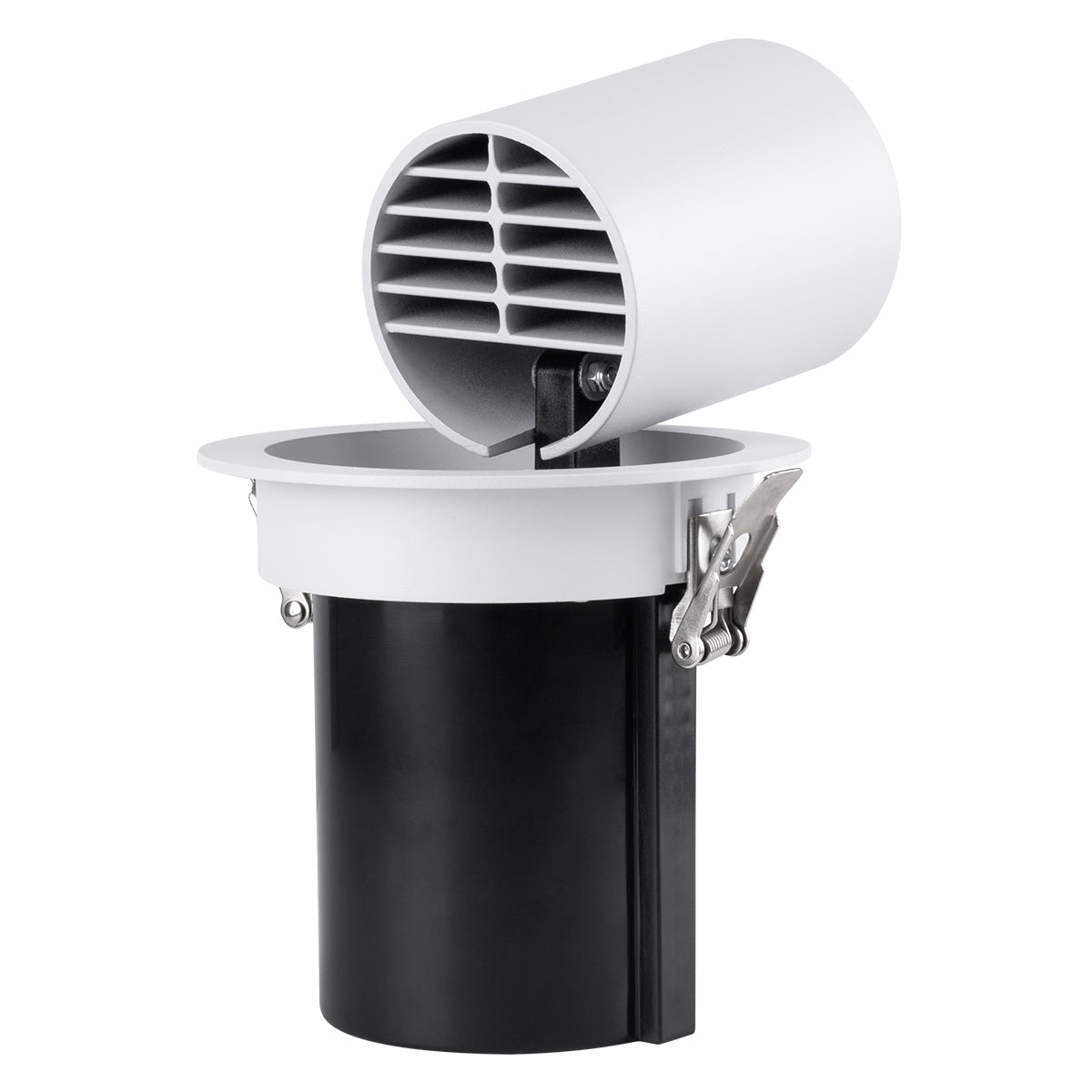 VIRGO-B 60311 Χωνευτό LED Spot Downlight TrimLess Φ13.5cm 20W 2500lm 36° AC 220-240V IP20 Φ13.5cm x Υ14cm - Στρόγγυλο - Λευκό με Μαύρο Κάτοπτρο - Θερμό Λευκό 2700K - Bridgelux COB