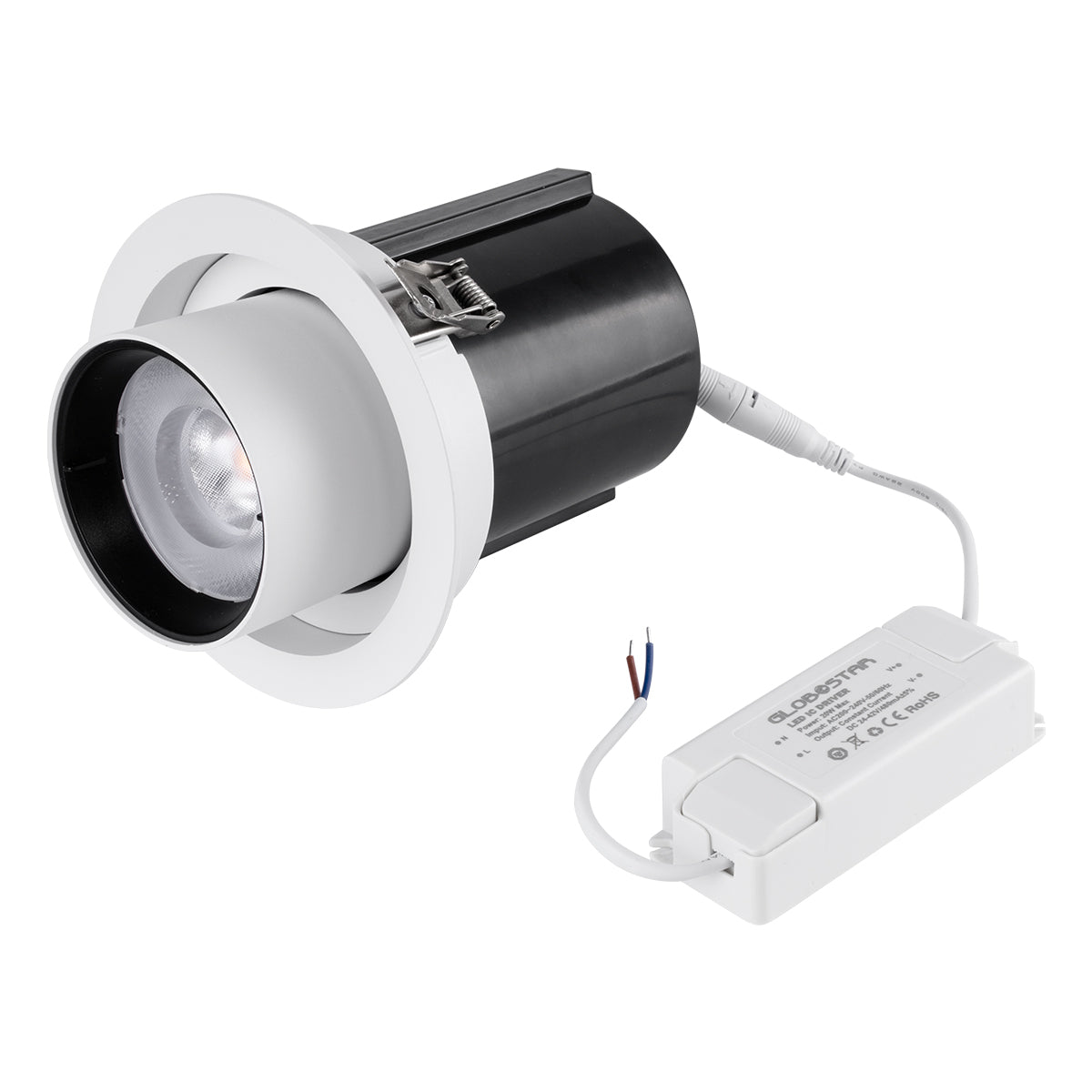 VIRGO-B 60311 Χωνευτό LED Spot Downlight TrimLess Φ13.5cm 20W 2500lm 36° AC 220-240V IP20 Φ13.5cm x Υ14cm - Στρόγγυλο - Λευκό με Μαύρο Κάτοπτρο - Θερμό Λευκό 2700K - Bridgelux COB