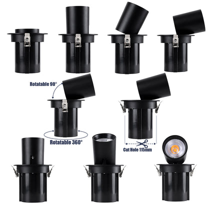 VIRGO-B 60312 Χωνευτό LED Spot Downlight TrimLess Φ13.5cm 20W 2600lm 36° AC 220-240V IP20 Φ13.5cm x Υ14cm - Στρόγγυλο - Μαύρο - Φυσικό Λευκό 4500K - Bridgelux COB