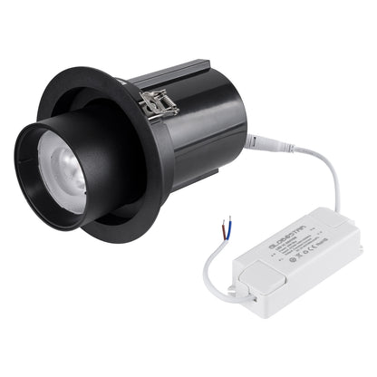 VIRGO-B 60313 Χωνευτό LED Spot Downlight TrimLess Φ13.5cm 20W 2500lm 36° AC 220-240V IP20 Φ13.5cm x Υ14cm - Στρόγγυλο - Μαύρο - Θερμό Λευκό 2700K - Bridgelux COB
