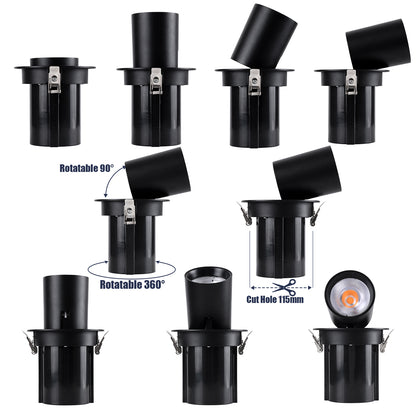 VIRGO-B 60313 Χωνευτό LED Spot Downlight TrimLess Φ13.5cm 20W 2500lm 36° AC 220-240V IP20 Φ13.5cm x Υ14cm - Στρόγγυλο - Μαύρο - Θερμό Λευκό 2700K - Bridgelux COB