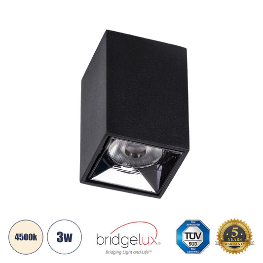 LUMINAR 60320 Downlight Σποτ LED 3W 420lm 36° AC 220-240V IP20 Φυσικό Λευκό 4500K - Osram SMD Chip & TÜV SÜD Driver - Μαύρο Ματ - Μ4.2 x Π4.2 x Υ6.6