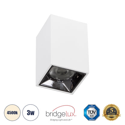 LUMINAR 60322 Downlight Σποτ LED 3W 420lm 36° AC 220-240V IP20 Φυσικό Λευκό 4500K - Osram SMD Chip & TÜV SÜD Driver - Λευκό Ματ - Μ4.2 x Π4.2 x Υ6.6