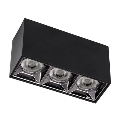 LUMINAR SUPERIOR 60324 Επιφανειακό LED Spot Downlight TrimLess 12W 1680lm 36° AC 220-240V IP20 Μ11.8 x Π4.2 x Υ6.6cm - Μαύρο με Κάτοπτρο Χρωμίου - Φυσικό Λευκό 4500K - Bridgelux High Lumen Chip Gen2 - TÜV Certified Driver