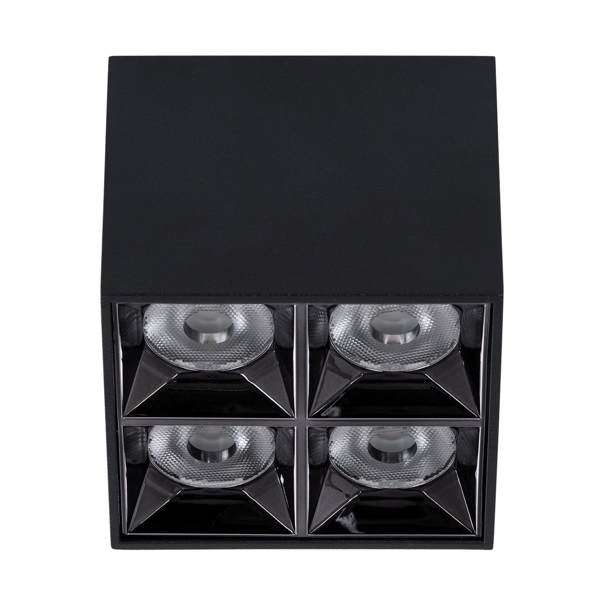 LUMINAR SUPERIOR 60332 Επιφανειακό LED Spot Downlight TrimLess 14W 1960lm 36° AC 220-240V IP20 Μ8.2 x Π8.2 x Υ6.6cm - Μαύρο με Κάτοπτρο Χρωμίου - Φυσικό Λευκό 4500K - Bridgelux High Lumen Chip Gen2 - TÜV Certified Driver