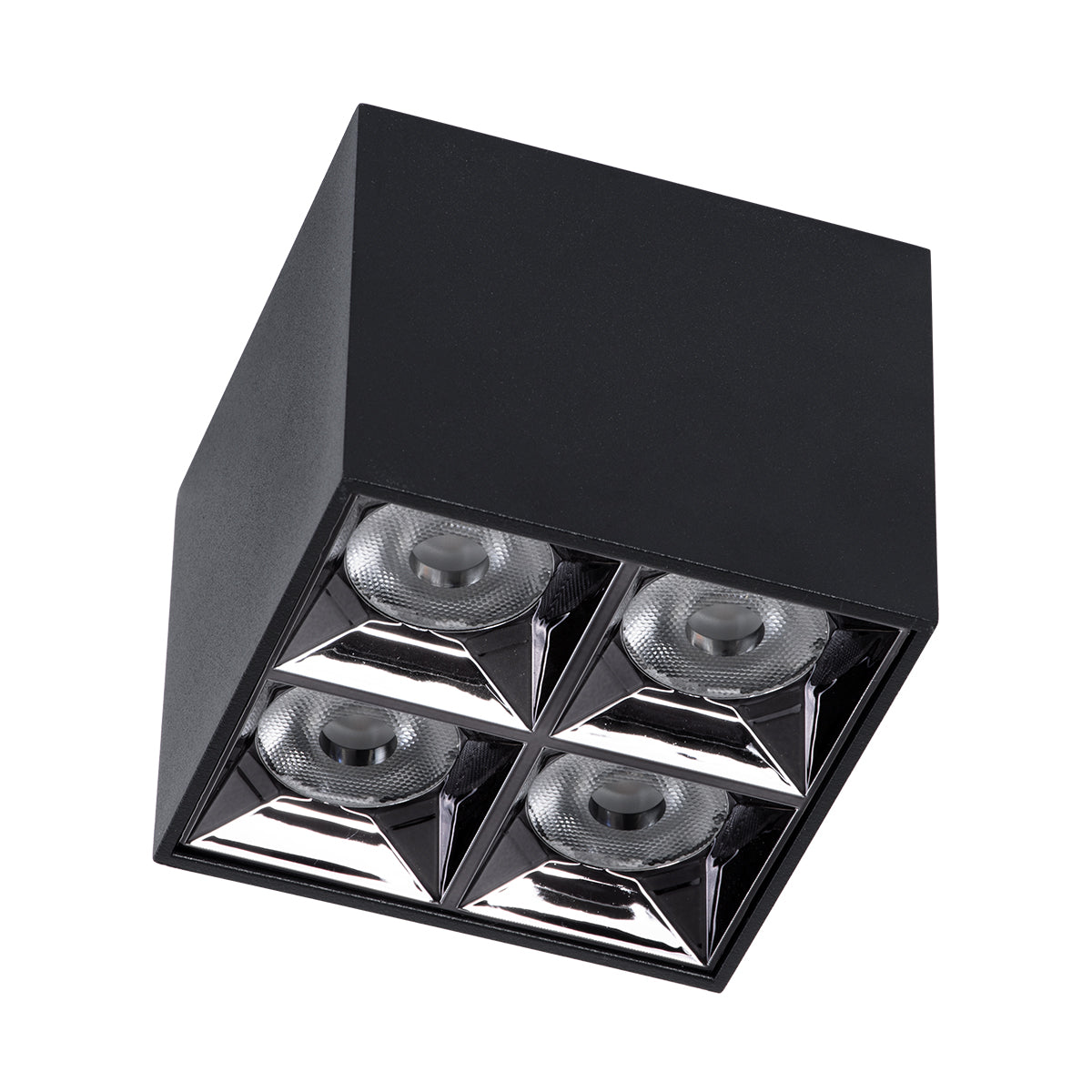 LUMINAR SUPERIOR 60333 Επιφανειακό LED Spot Downlight TrimLess 14W 1890lm 36° AC 220-240V IP20 Μ8.2 x Π8.2 x Υ6.6cm - Μαύρο με Κάτοπτρο Χρωμίου - Θερμό Λευκό 2700K - Bridgelux High Lumen Chip Gen2 - TÜV Certified Driver