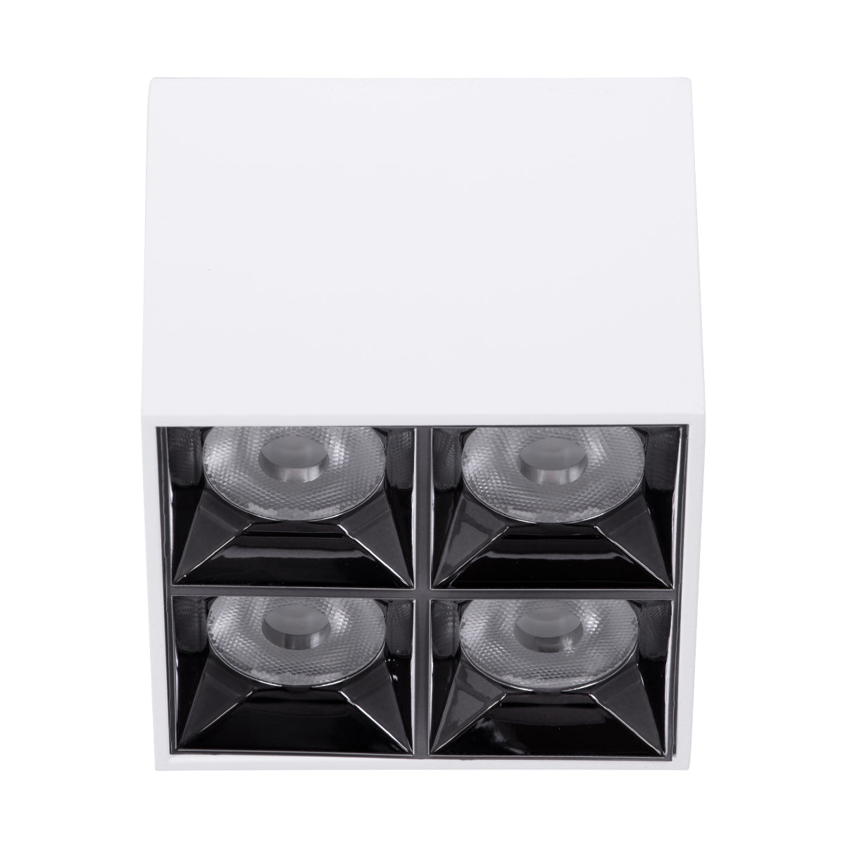 LUMINAR SUPERIOR 60334 Επιφανειακό LED Spot Downlight TrimLess 14W 1960lm 36° AC 220-240V IP20 Μ8.2 x Π8.2 x Υ6.6cm - Λευκό με Κάτοπτρο Χρωμίου - Φυσικό Λευκό 4500K - Bridgelux High Lumen Chip Gen2 - TÜV Certified Driver