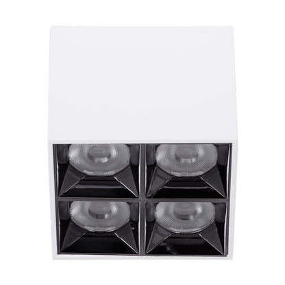 LUMINAR SUPERIOR 60334 Επιφανειακό LED Spot Downlight TrimLess 14W 1960lm 36° AC 220-240V IP20 Μ8.2 x Π8.2 x Υ6.6cm - Λευκό με Κάτοπτρο Χρωμίου - Φυσικό Λευκό 4500K - Bridgelux High Lumen Chip Gen2 - TÜV Certified Driver