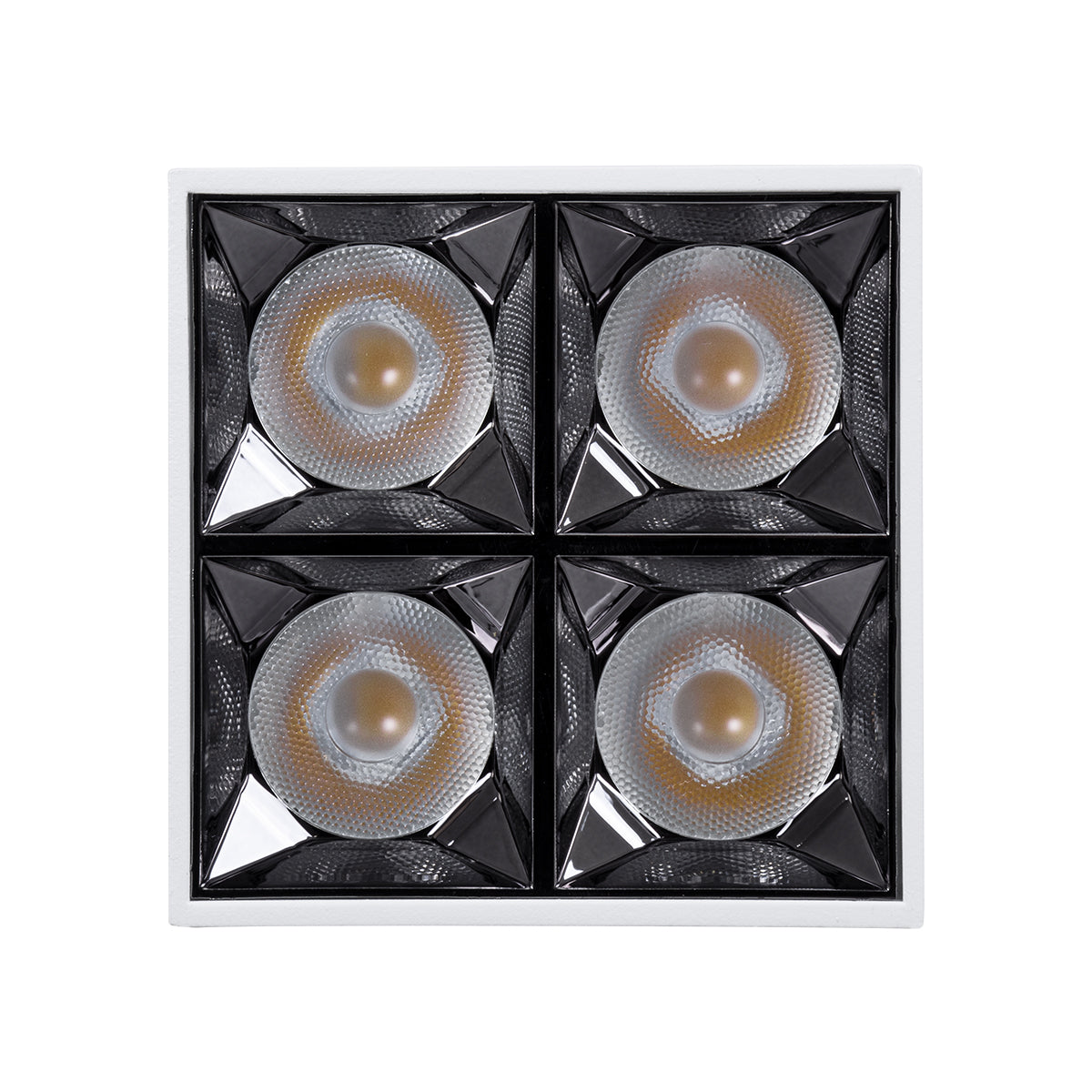 LUMINAR SUPERIOR 60334 Επιφανειακό LED Spot Downlight TrimLess 14W 1960lm 36° AC 220-240V IP20 Μ8.2 x Π8.2 x Υ6.6cm - Λευκό με Κάτοπτρο Χρωμίου - Φυσικό Λευκό 4500K - Bridgelux High Lumen Chip Gen2 - TÜV Certified Driver