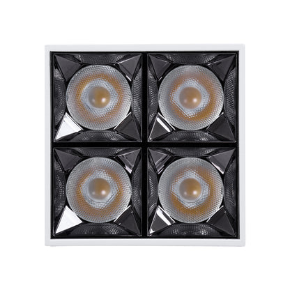 LUMINAR SUPERIOR 60334 Επιφανειακό LED Spot Downlight TrimLess 14W 1960lm 36° AC 220-240V IP20 Μ8.2 x Π8.2 x Υ6.6cm - Λευκό με Κάτοπτρο Χρωμίου - Φυσικό Λευκό 4500K - Bridgelux High Lumen Chip Gen2 - TÜV Certified Driver