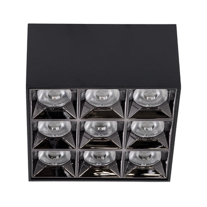 LUMINAR SUPERIOR 60336 Επιφανειακό LED Spot Downlight TrimLess 30W 4200lm 36° AC 220-240V IP20 Μ12 x Π12 x Υ6.6cm - Μαύρο με Κάτοπτρο Χρωμίου - Φυσικό Λευκό 4500K - Bridgelux High Lumen Chip Gen2 - TÜV Certified Driver