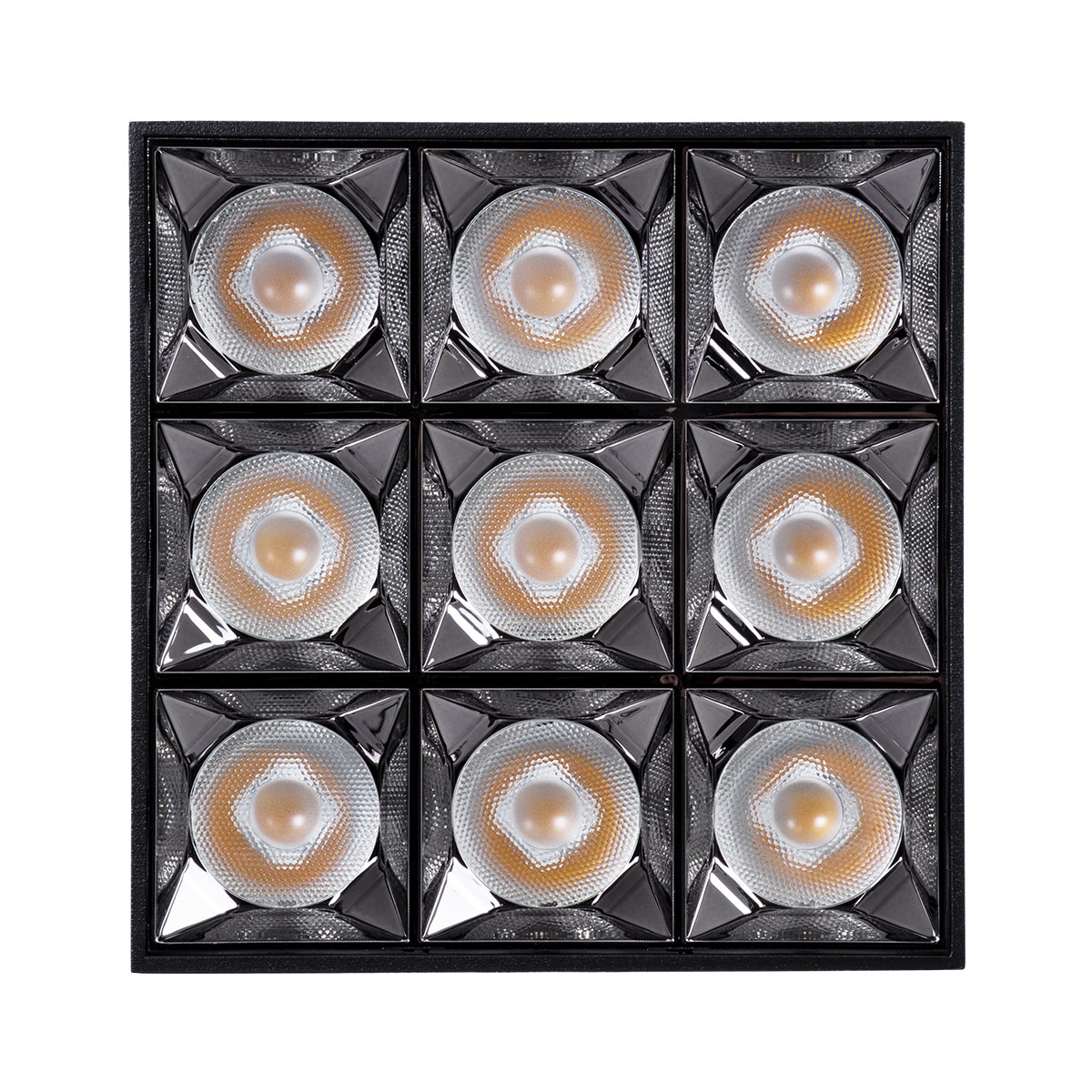 LUMINAR SUPERIOR 60336 Επιφανειακό LED Spot Downlight TrimLess 30W 4200lm 36° AC 220-240V IP20 Μ12 x Π12 x Υ6.6cm - Μαύρο με Κάτοπτρο Χρωμίου - Φυσικό Λευκό 4500K - Bridgelux High Lumen Chip Gen2 - TÜV Certified Driver