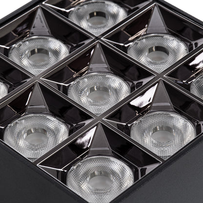 LUMINAR SUPERIOR 60336 Επιφανειακό LED Spot Downlight TrimLess 30W 4200lm 36° AC 220-240V IP20 Μ12 x Π12 x Υ6.6cm - Μαύρο με Κάτοπτρο Χρωμίου - Φυσικό Λευκό 4500K - Bridgelux High Lumen Chip Gen2 - TÜV Certified Driver