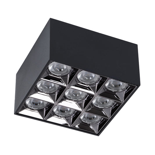 LUMINAR SUPERIOR 60337 Επιφανειακό LED Spot Downlight TrimLess 30W 4050lm 36° AC 220-240V IP20 Μ12 x Π12 x Υ6.6cm - Μαύρο με Κάτοπτρο Χρωμίου - Θερμό Λευκό 2700K - Bridgelux High Lumen Chip Gen2 - TÜV Certified Driver