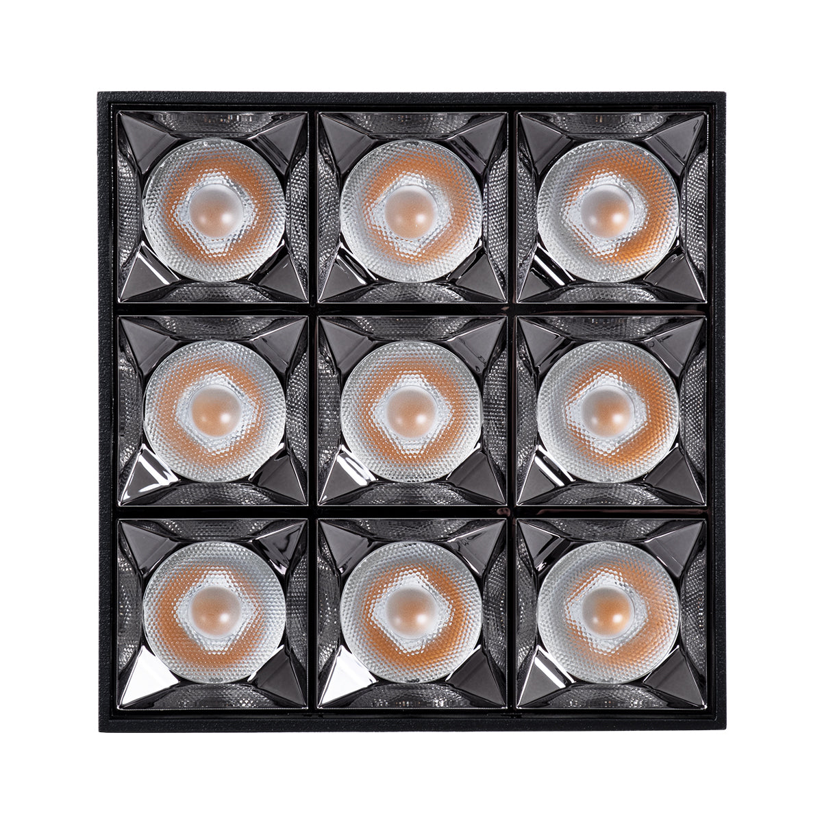 LUMINAR SUPERIOR 60337 Επιφανειακό LED Spot Downlight TrimLess 30W 4050lm 36° AC 220-240V IP20 Μ12 x Π12 x Υ6.6cm - Μαύρο με Κάτοπτρο Χρωμίου - Θερμό Λευκό 2700K - Bridgelux High Lumen Chip Gen2 - TÜV Certified Driver