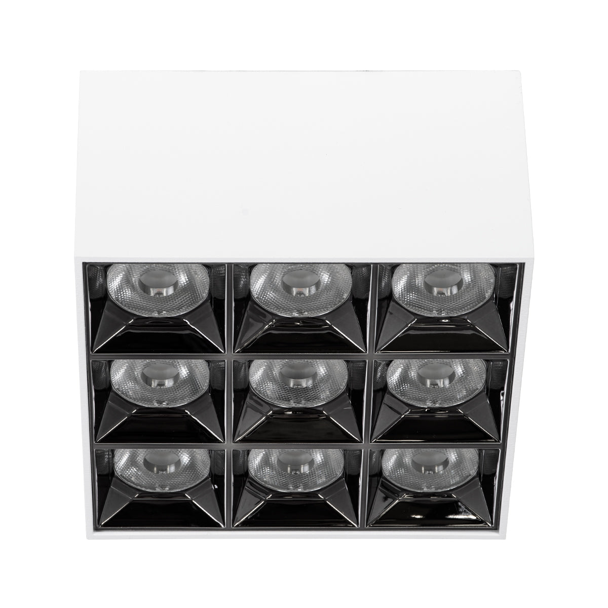 LUMINAR SUPERIOR 60339 Επιφανειακό LED Spot Downlight TrimLess 30W 4050lm 36° AC 220-240V IP20 Μ12 x Π12 x Υ6.6cm - Λευκό με Κάτοπτρο Χρωμίου - Θερμό Λευκό 2700K - Bridgelux High Lumen Chip Gen2 - TÜV Certified Driver