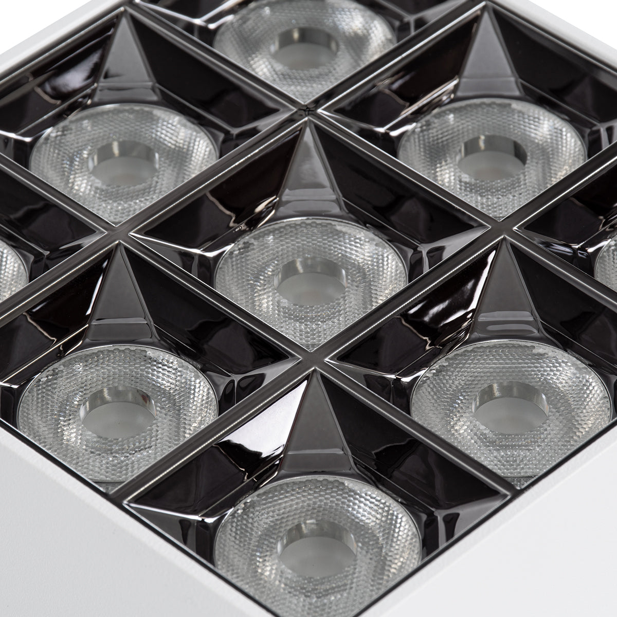 LUMINAR SUPERIOR 60339 Επιφανειακό LED Spot Downlight TrimLess 30W 4050lm 36° AC 220-240V IP20 Μ12 x Π12 x Υ6.6cm - Λευκό με Κάτοπτρο Χρωμίου - Θερμό Λευκό 2700K - Bridgelux High Lumen Chip Gen2 - TÜV Certified Driver