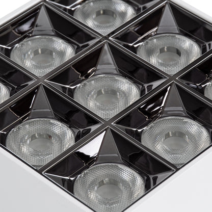 LUMINAR SUPERIOR 60339 Επιφανειακό LED Spot Downlight TrimLess 30W 4050lm 36° AC 220-240V IP20 Μ12 x Π12 x Υ6.6cm - Λευκό με Κάτοπτρο Χρωμίου - Θερμό Λευκό 2700K - Bridgelux High Lumen Chip Gen2 - TÜV Certified Driver