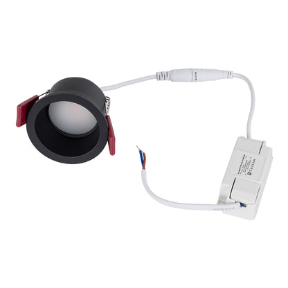 IP 60343 Χωνευτό LED Spot Downlight TrimLess Μπάνιου & WC Φ6.6cm 7W 700lm 45° AC 220-240V IP44 Φ6.6 x Υ5.3cm - Στρόγγυλο - Μαύρο - Θερμό Λευκό 2700K - Bridgelux COB - TÜV Certified Driver