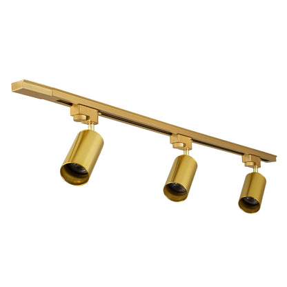 LEO 60359 Μοντέρνο Φωτιστικό Οροφής Ράγα με Κινούμενα Σποτ Αλουμινίου Τρίφωτο 3 x GU10 AC 220-240V IP20 Μ100 x Π6 x Υ20cm - 2 Γραμμών - Χρυσό Πλατίνα