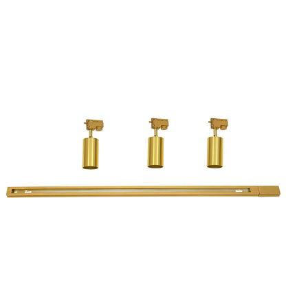 LEO 60359 Μοντέρνο Φωτιστικό Οροφής Ράγα με Κινούμενα Σποτ Αλουμινίου Τρίφωτο 3 x GU10 AC 220-240V IP20 Μ100 x Π6 x Υ20cm - 2 Γραμμών - Χρυσό Πλατίνα