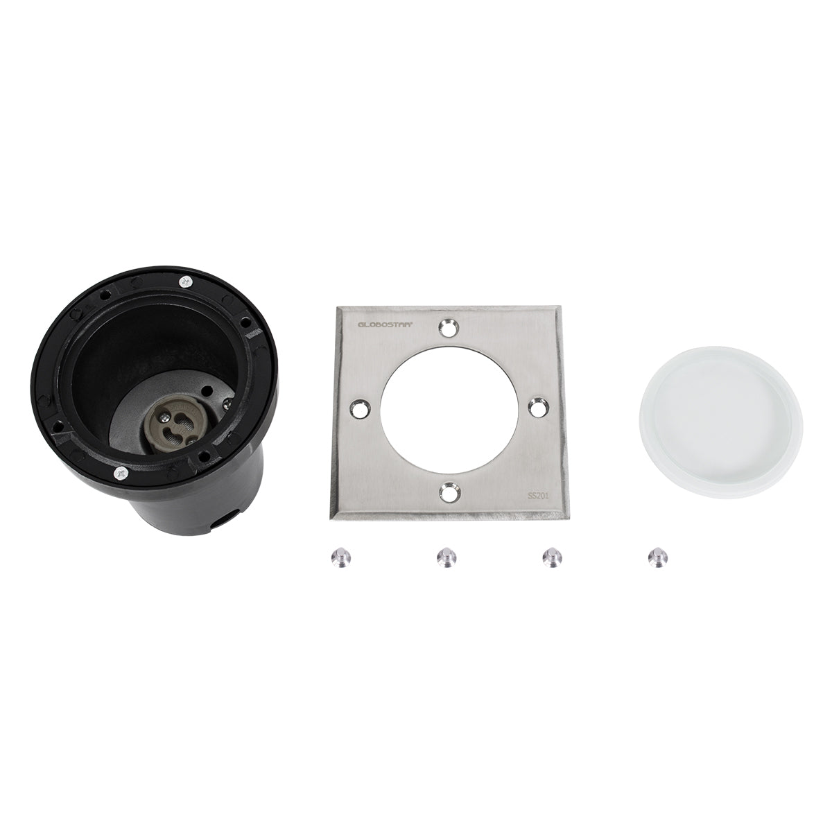GIGO 60362 Recessed Floor Spot Light for MR16 Lamp with Socket 1 x GU10 AC 220-240V Waterproof IP68 IK09 - Stainless Steel SS201 - L11 x W11 x H11.5 / Q10.4 x 10.4