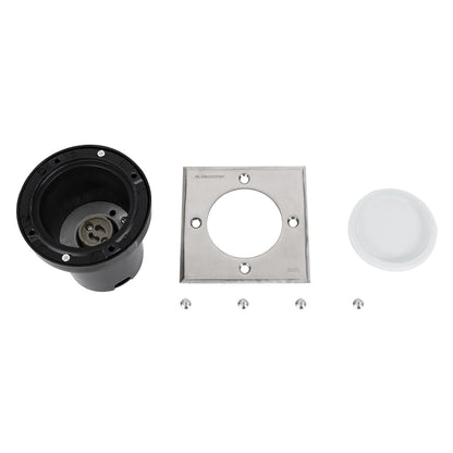 GIGO 60362 Recessed Floor Spot Light for MR16 Lamp with Socket 1 x GU10 AC 220-240V Waterproof IP68 IK09 - Stainless Steel SS201 - L11 x W11 x H11.5 / Q10.4 x 10.4