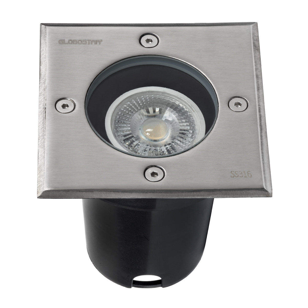GIGO 60364 Χωνευτό Τετράγωνο Σποτ Δαπέδου για Λάμπα MR16 με Ντουί GU10 - Αδιάβροχο IP68 - IK09 - Ανοξείδωτο Ατσάλι / Stainless Steel 316 - Tempered Glass - Μ11 x Π11 x Υ11.5cm - Nickel Ματ
