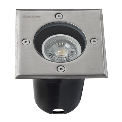 GIGO 60364 Χωνευτό Τετράγωνο Σποτ Δαπέδου για Λάμπα MR16 με Ντουί GU10 - Αδιάβροχο IP68 - IK09 - Ανοξείδωτο Ατσάλι / Stainless Steel 316 - Tempered Glass - Μ11 x Π11 x Υ11.5cm - Nickel Ματ