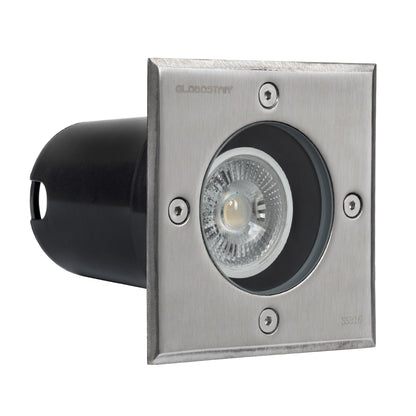 GIGO 60364 Χωνευτό Τετράγωνο Σποτ Δαπέδου για Λάμπα MR16 με Ντουί GU10 - Αδιάβροχο IP68 - IK09 - Ανοξείδωτο Ατσάλι / Stainless Steel 316 - Tempered Glass - Μ11 x Π11 x Υ11.5cm - Nickel Ματ