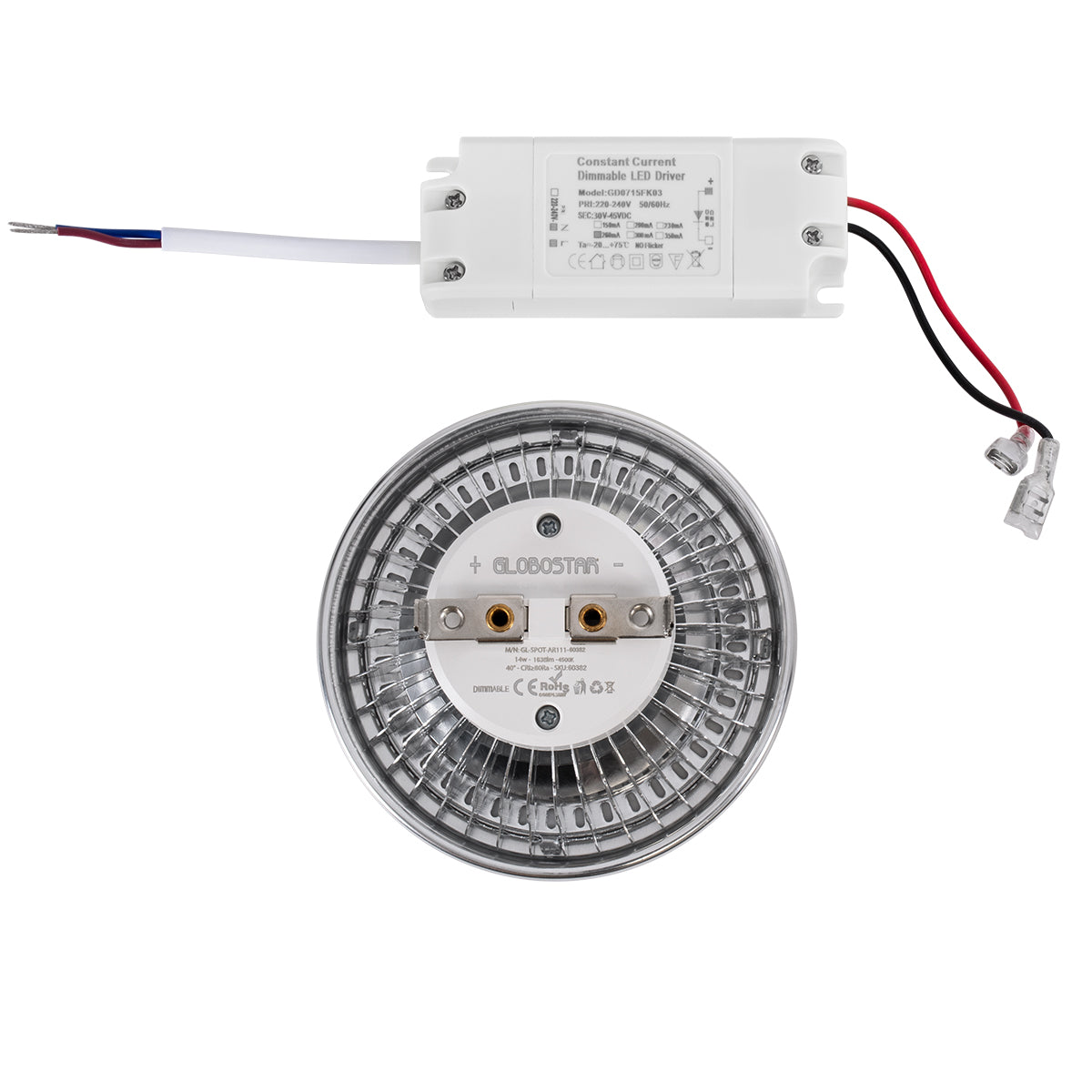 DARKO 60381 Σποτ LED Indirect Anti-Glare AR111 14W 1694lm 40° AC 220-240V IP20 Φ11.1 x Υ6.6cm Ψυχρό Λευκό 6000K Dimmable - Bridgelux High Lumen COB Gen2 - TÜV Certified Driver