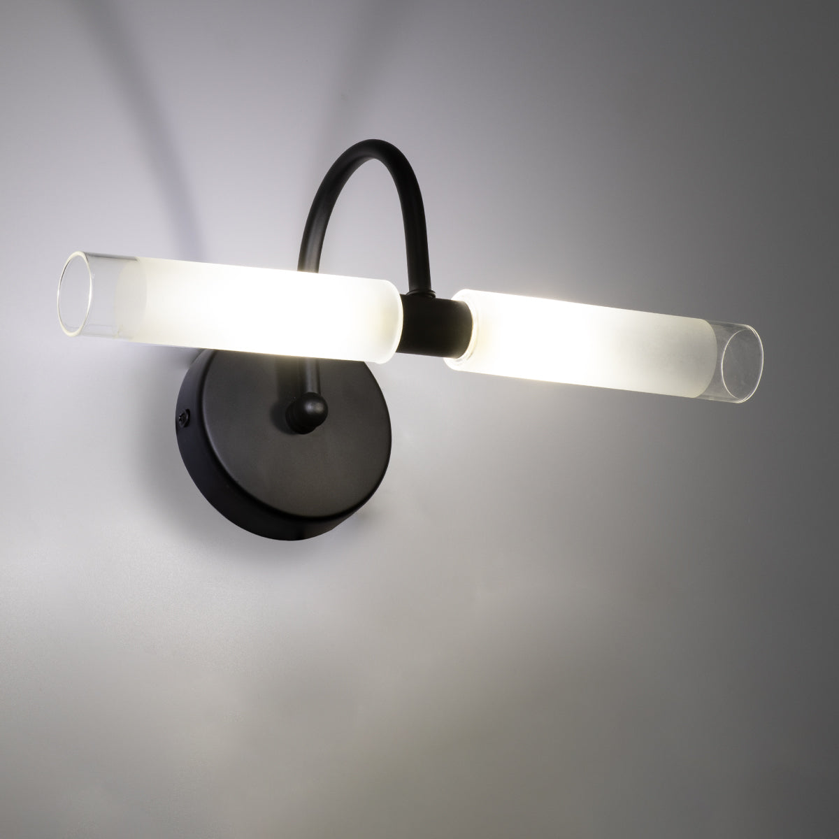 PAOLA 60416 Μοντέρνο Φωτιστικό Τοίχου - Απλίκα Καθρέπτη Μπάνιου - Πίνακα 2 x G9 270° AC 220-240V IP44 Μ31 x Π16 x Υ15cm - Μαύρο