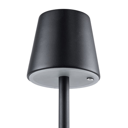 NEGA 60477 Μοντέρνο Επιδαπέδιο Φωτιστικό LED 2.2W 154lm 360° DC 5V Επαναφορτιζόμενο με Μπαταρία Li-ion 4000mAh - Διακόπτη Αφής - Θερμό Λευκό 2700K - Dimmable - D10 x H135cm - Μαύρο