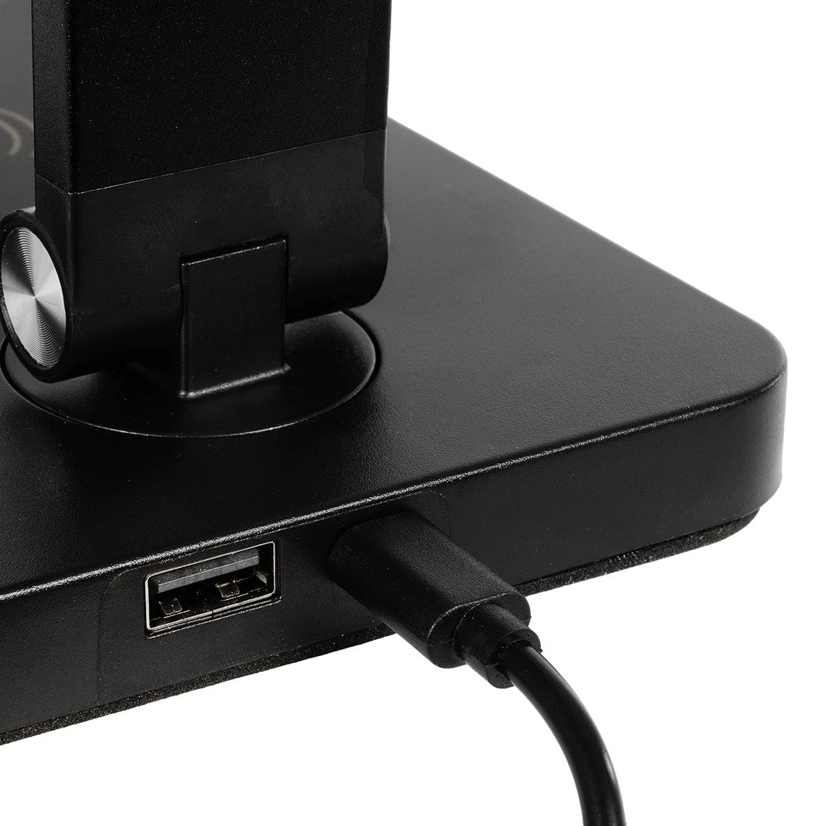 TEBLA 60482 Μοντέρνο Επιτραπέζιο Φωτιστικό Γραφείου με Ασύρματη Φόρτιση 5W 1A LED 5W 500lm 120° AC 220-240V IP20 Ρυθμιζόμενο Λευκό CCT με Αφή 2700K/4500K/6000K Dimmable - Bridgelux SMD Chip - Μαύρο - Μ11 x Π31 x Υ52