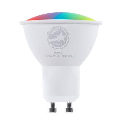 60487 Έξυπνο Σποτ LED GU10 MR16 Smart Home Wifi 5.5W 550lm 120° AC 220-240V IP20 Φ5 x Υ6.5cm RGB+CCT - Εναλλαγή Φωτισμού & Dimming μέσω Εφαρμογής Tuya - Bridgelux Chip