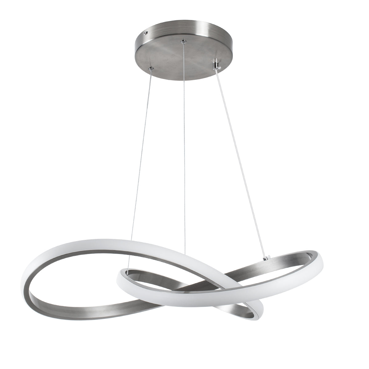 DEXTER 60948 Μοντέρνο Κρεμαστό Φωτιστικό Οροφής LED 72W 8064lm 300° AC 220-240V IP20 Ρυθμιζόμενο Λευκό CCT με Χειριστήριο από 2700K έως 6000K Dimmable - Lumileds SMD Chip - Νίκελ Βούρτσας - Μ56 x Π56 x Υ14